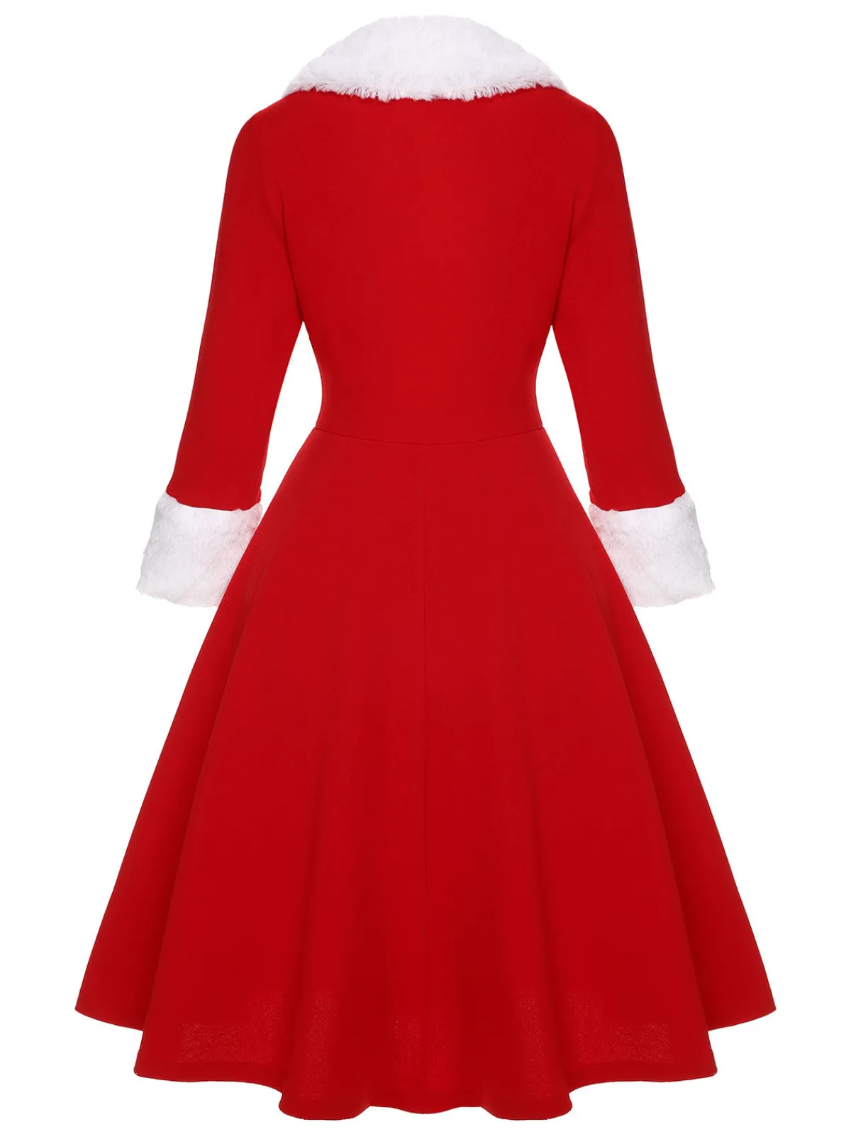 Best Retro Stage Red & White 1950s Christmas Lapel Dress