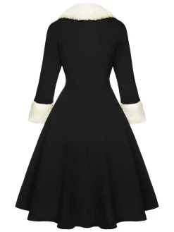 Best Retro Stage Red & White 1950s Christmas Lapel Dress