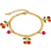 Sale Retro Stage Red Cherry Gold Chain Bracelet
