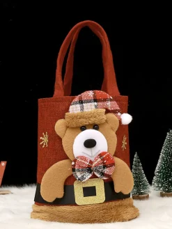 New Retro Stage Red Christmas 3D Gift Candy Handbag