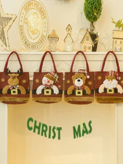 New Retro Stage Red Christmas 3D Gift Candy Handbag