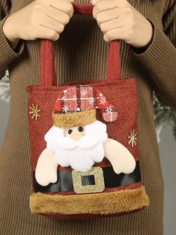 New Retro Stage Red Christmas 3D Gift Candy Handbag