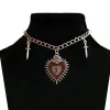 Online Retro Stage Red Halloween Rose Heart Cross Pendant Necklace