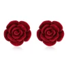 New Retro Stage Red Rose Flannelette Stud Earrings