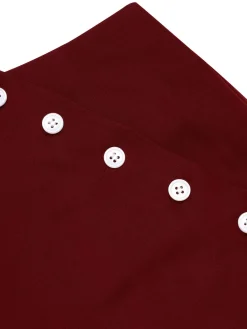 New Retro Stage Red 1950s Button Wide leg Pants Burgundy