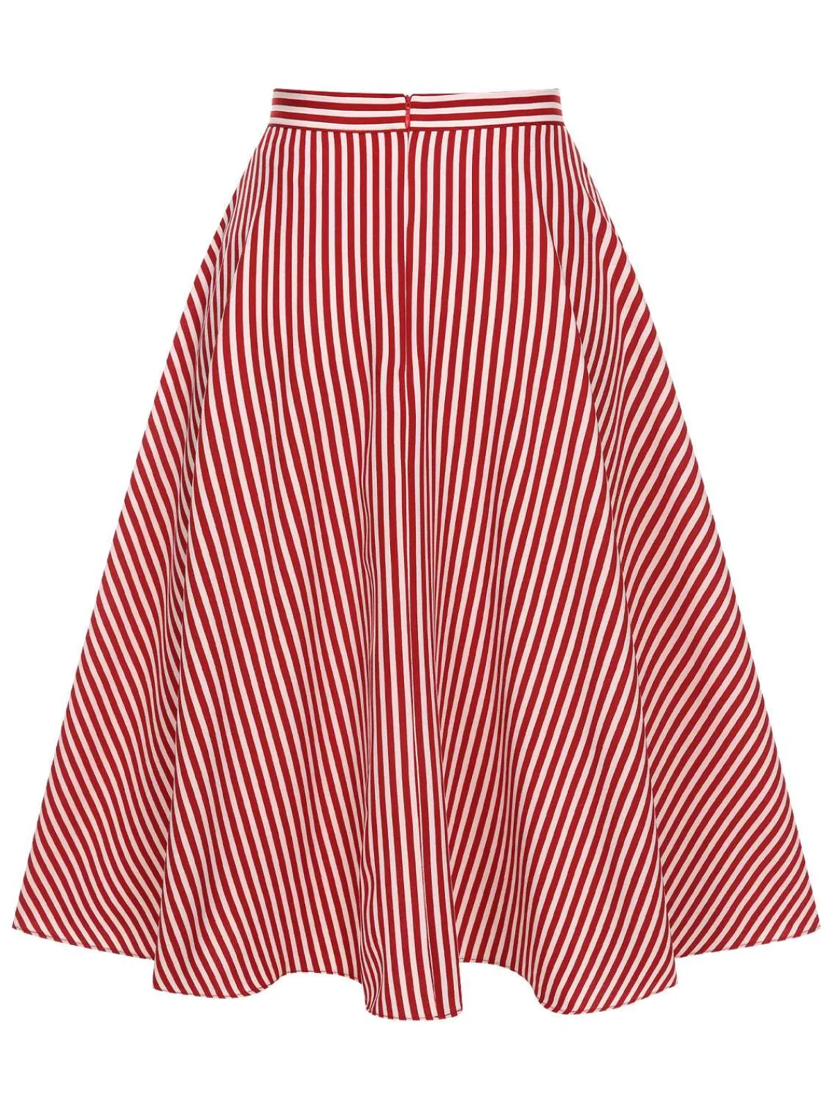 Best Retro Stage 1940s Buttoned Stripes Skirt Red