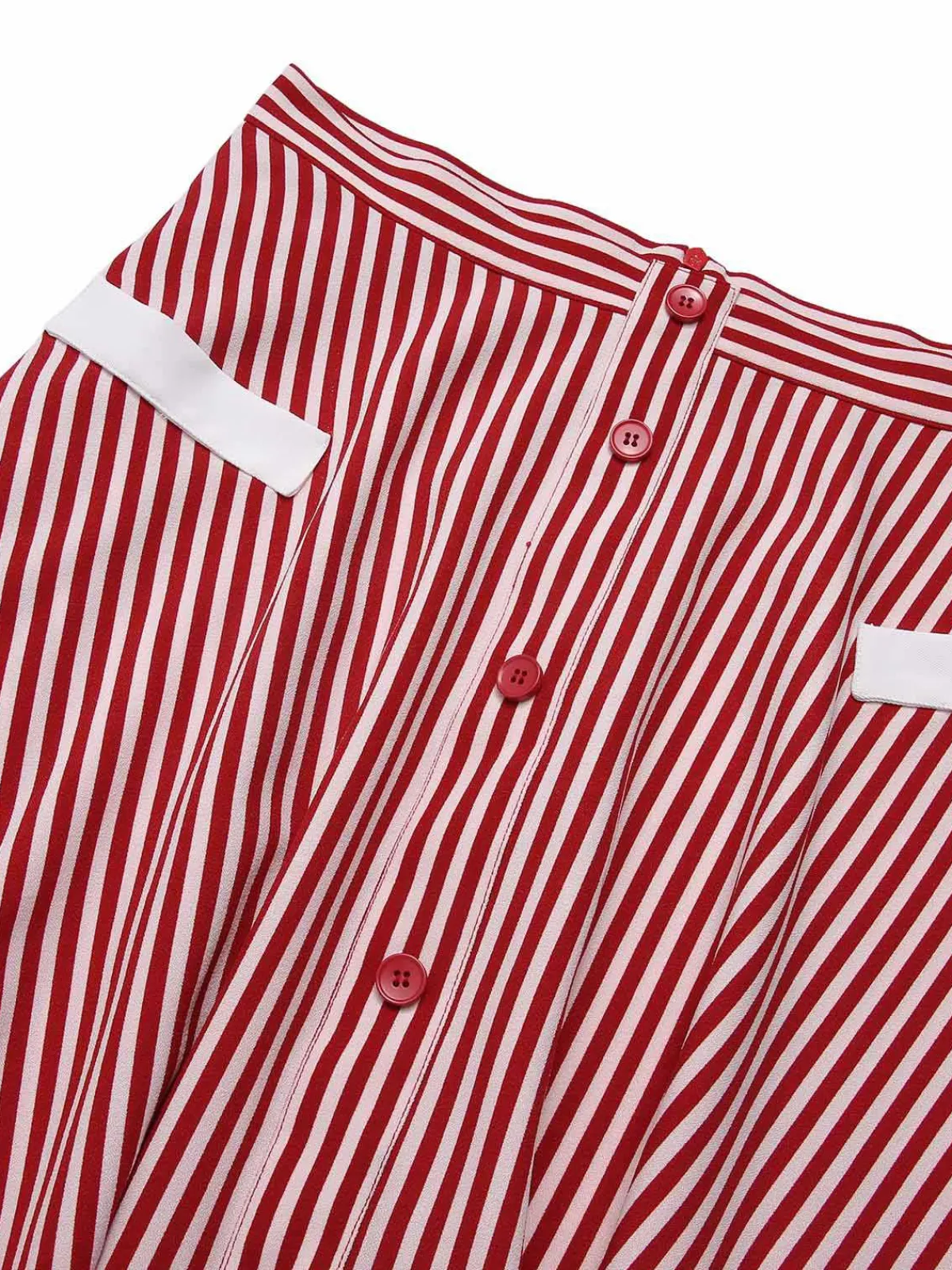 Best Retro Stage 1940s Buttoned Stripes Skirt Red
