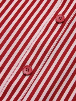 Best Retro Stage 1940s Buttoned Stripes Skirt Red