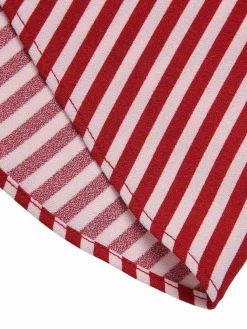 Best Retro Stage 1940s Buttoned Stripes Skirt Red