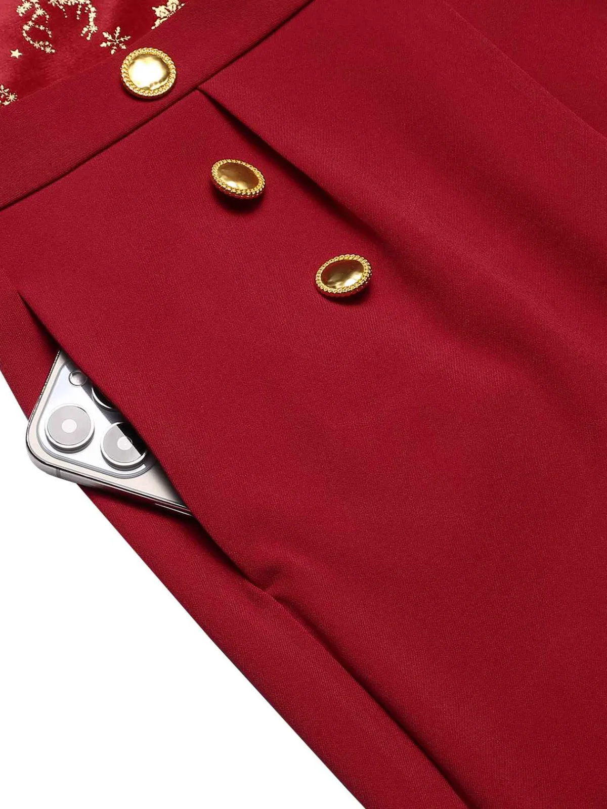 Best Retro Stage 1930s Christmas Elk Gilded Velvet Jumpsuit Red