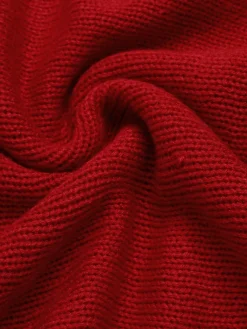 Fashion Retro Stage 1980s Christmas Merry Print Turtleneck Sweater Red