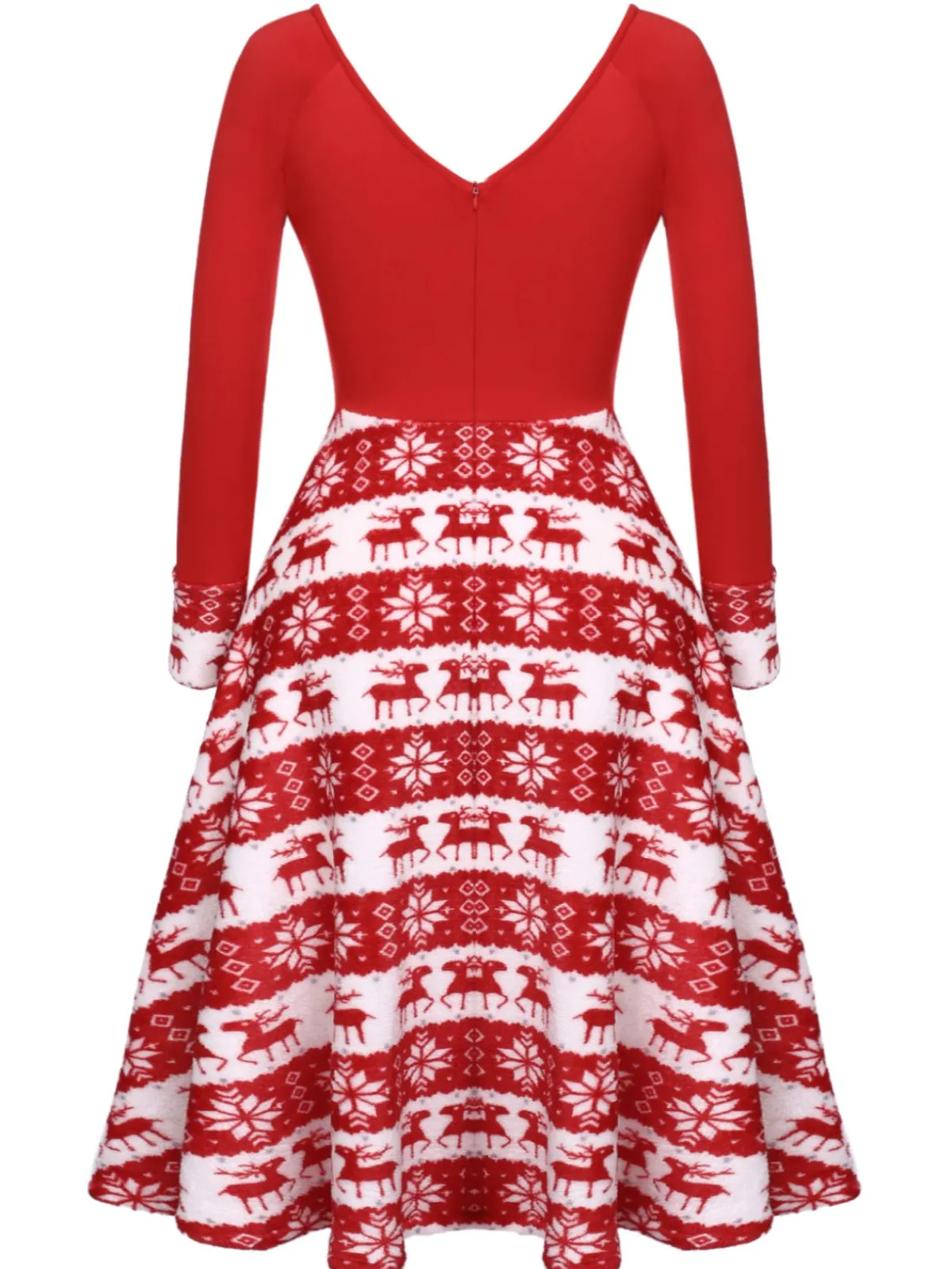 New Retro Stage 1950s Christmas Patchwork Swing Dress Red