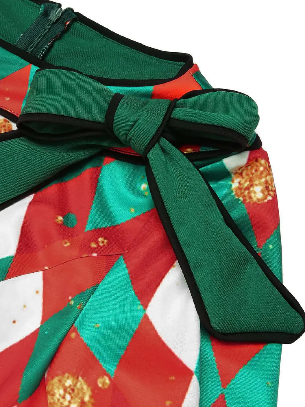 Best Retro Stage Red 1950s Christmas Plaids Bow Decor Dress
