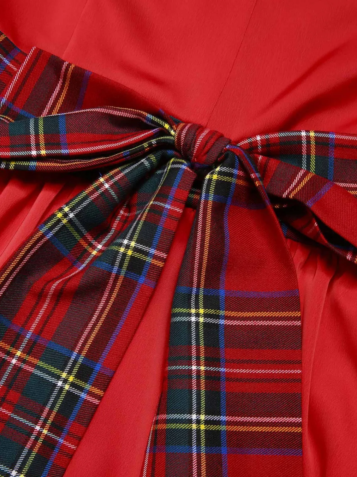 Best Retro Stage 1950s Christmas Plaids Off-Shoulder Dress Red