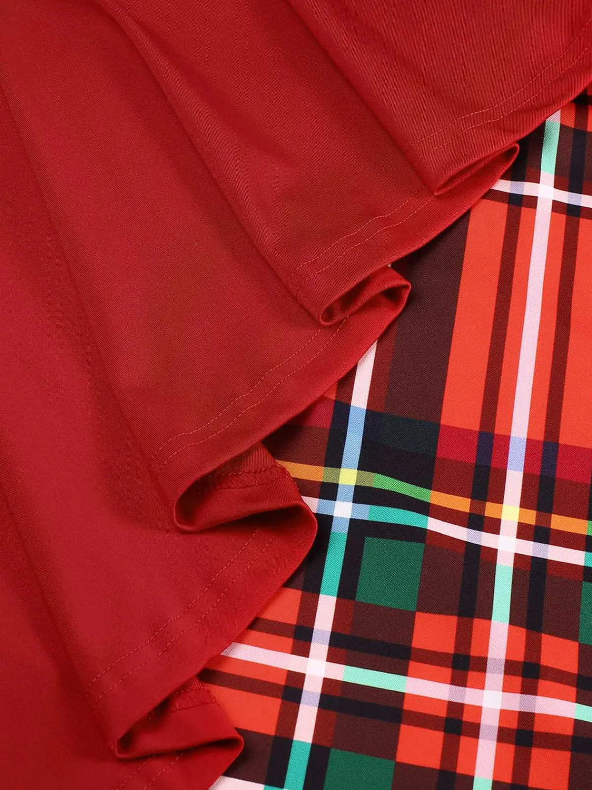 New Retro Stage 1960s Christmas Plaids Patchwork Dress Red