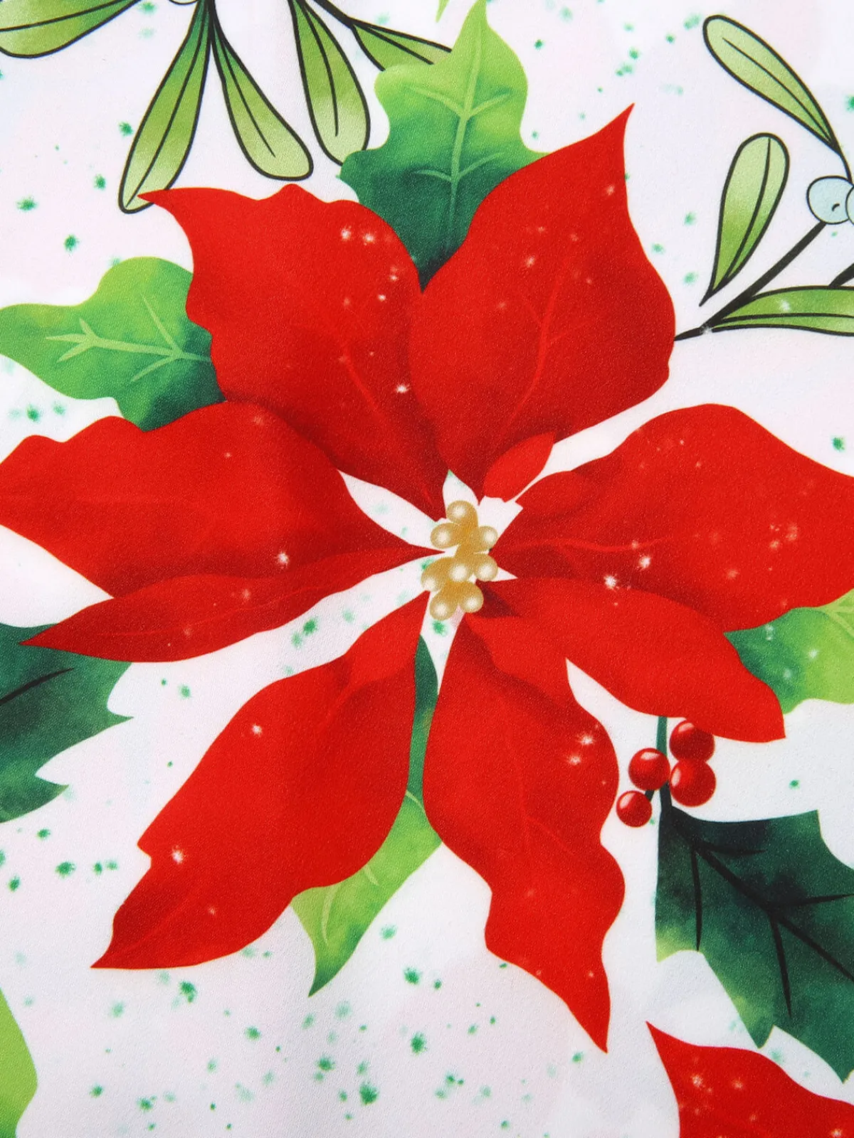 Online Retro Stage 1950s Christmas Poinsettia Shaggy Trimmed Dress Red
