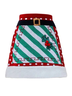 Sale Retro Stage 1950s Christmas Polka Dots Knit Skirt Red