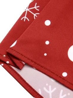 Hot Retro Stage 1930s Christmas Strap Snowflake Mermaid Dress Red