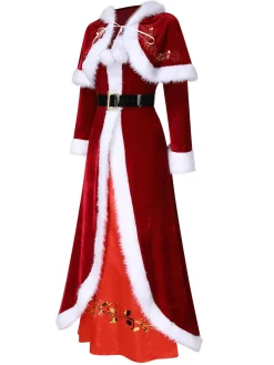 Online Retro Stage 1940s Christmas Velvet Hooded Cloak Dress Red
