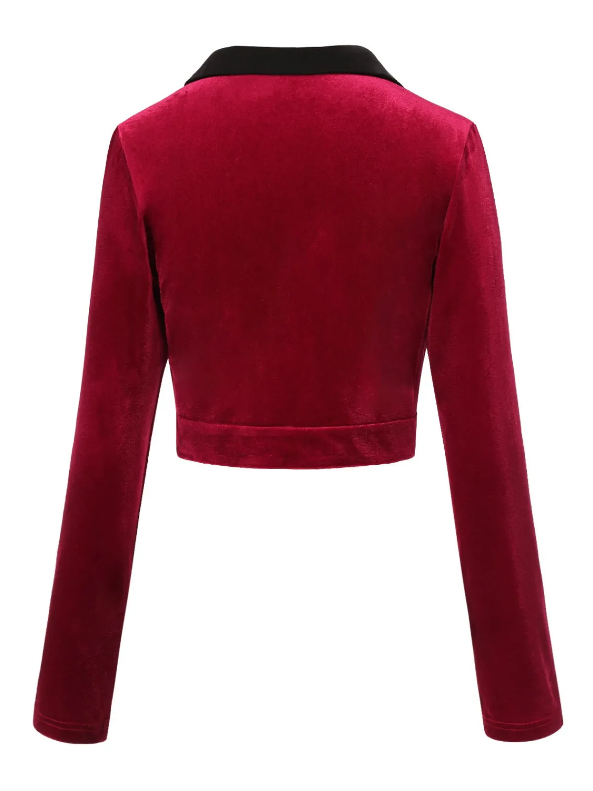 Clearance Retro Stage 1930s Contrast Lapel Velvet Bolero Jacket Red