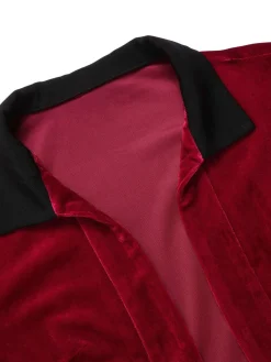 Clearance Retro Stage 1930s Contrast Lapel Velvet Bolero Jacket Red