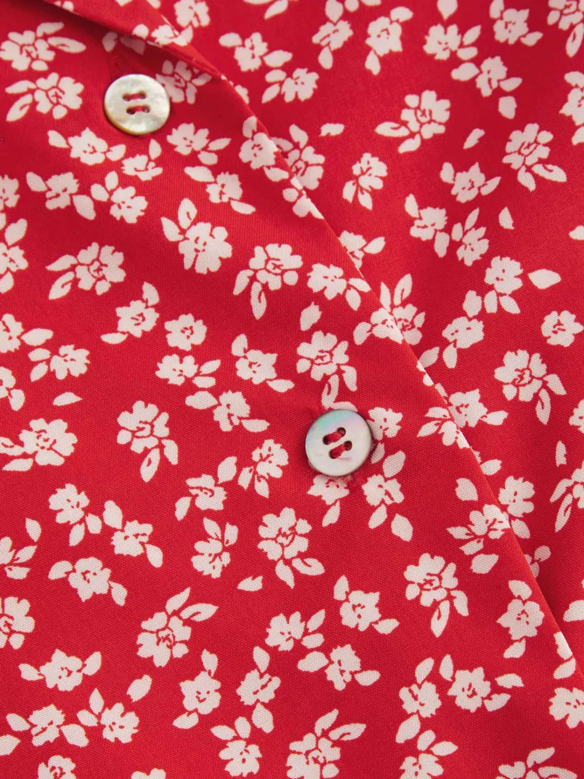 Sale Retro Stage 1950s Ditsy Floral Lapel Bow Top Red