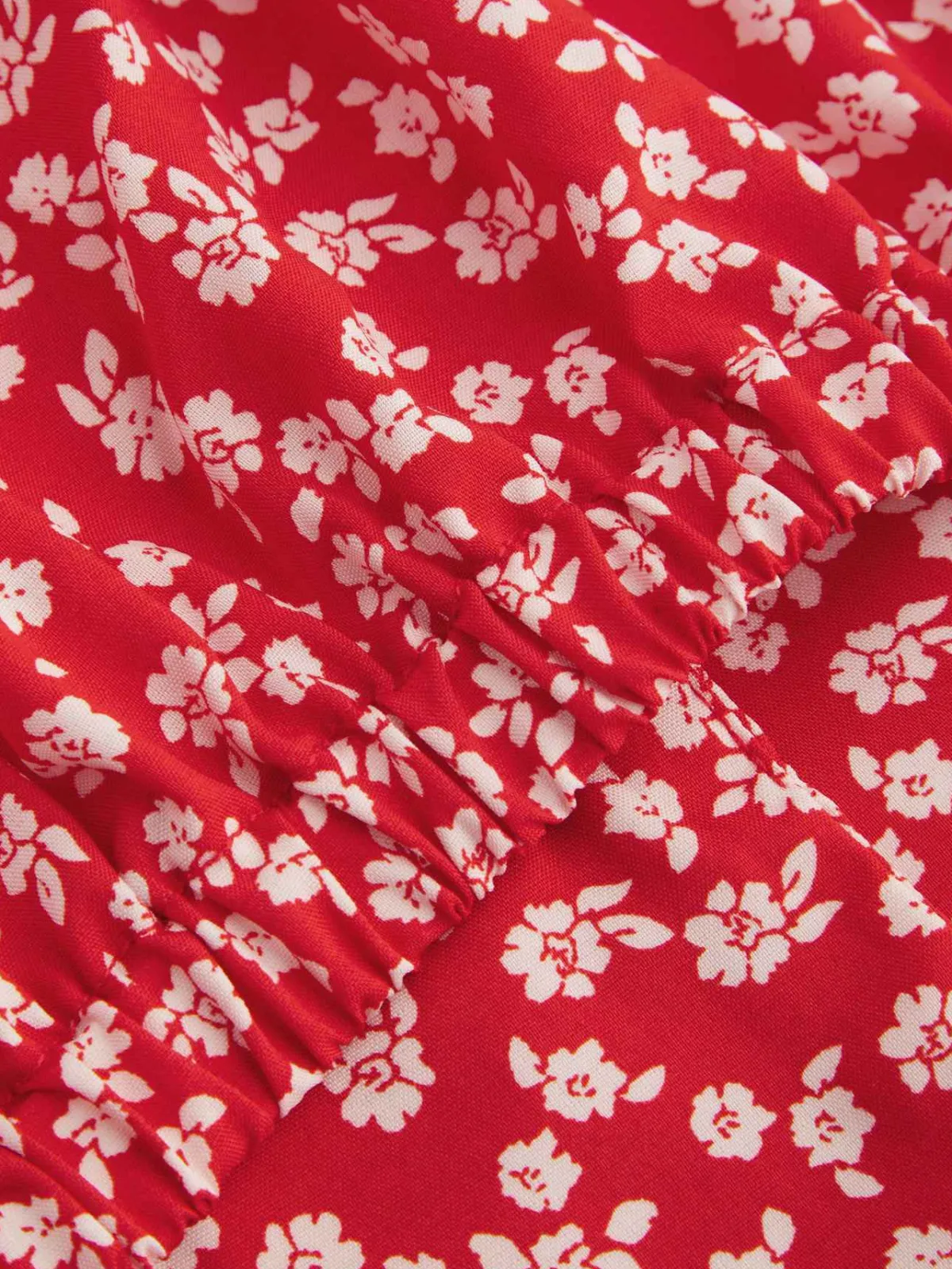 Sale Retro Stage 1950s Ditsy Floral Lapel Bow Top Red