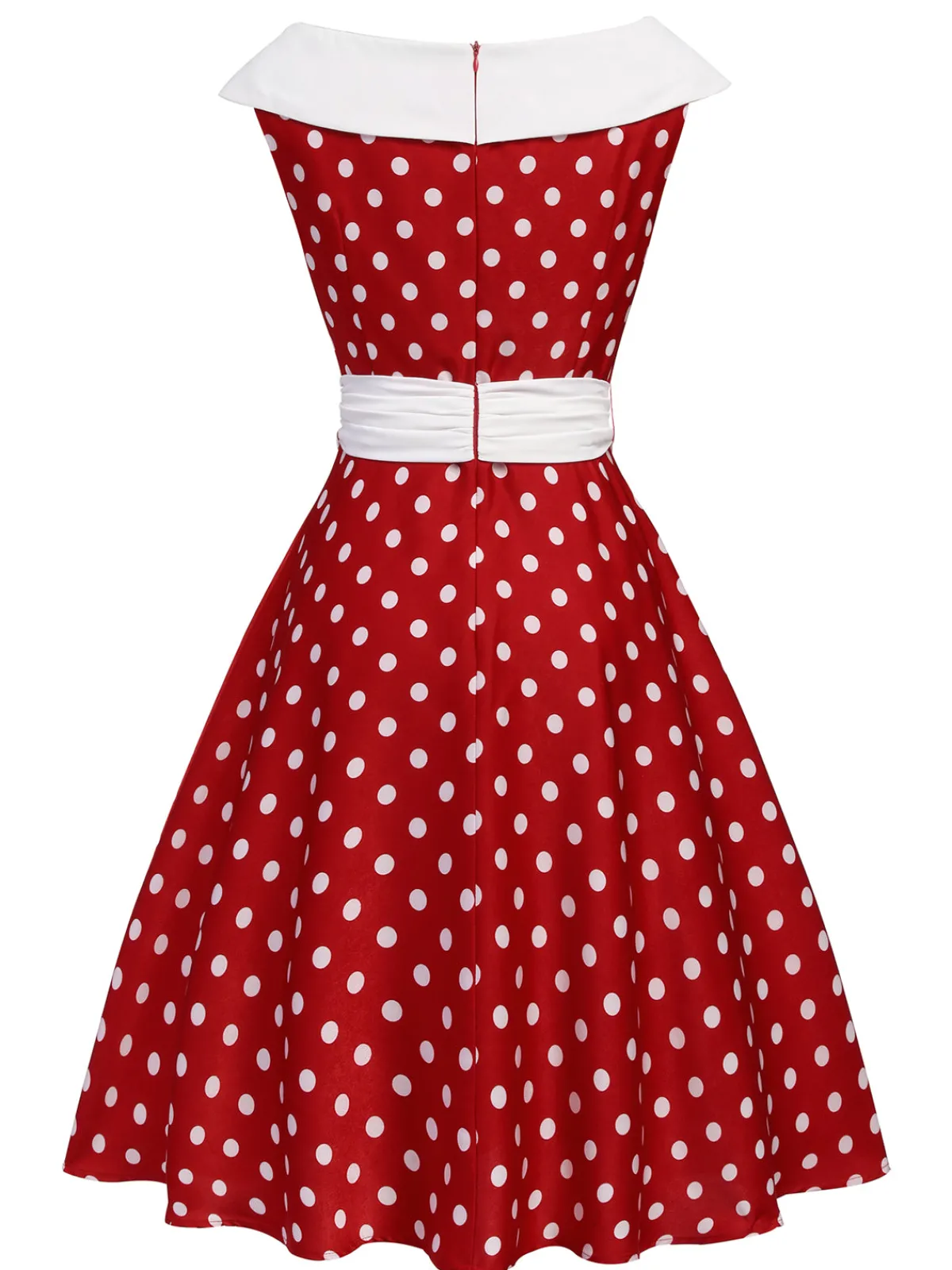 Fashion Retro Stage 1950s Dots Patchwork Swing Dress Red