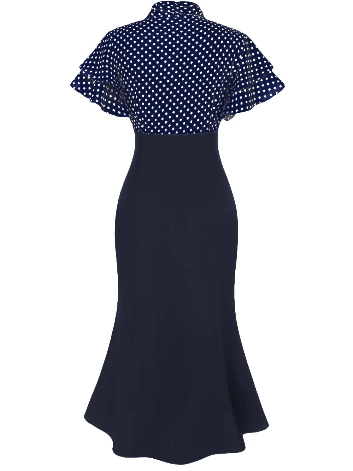 Outlet Retro Stage Red 1930s Dots Tie Neck Mermaid Dress
