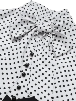 Outlet Retro Stage Red 1930s Dots Tie Neck Mermaid Dress