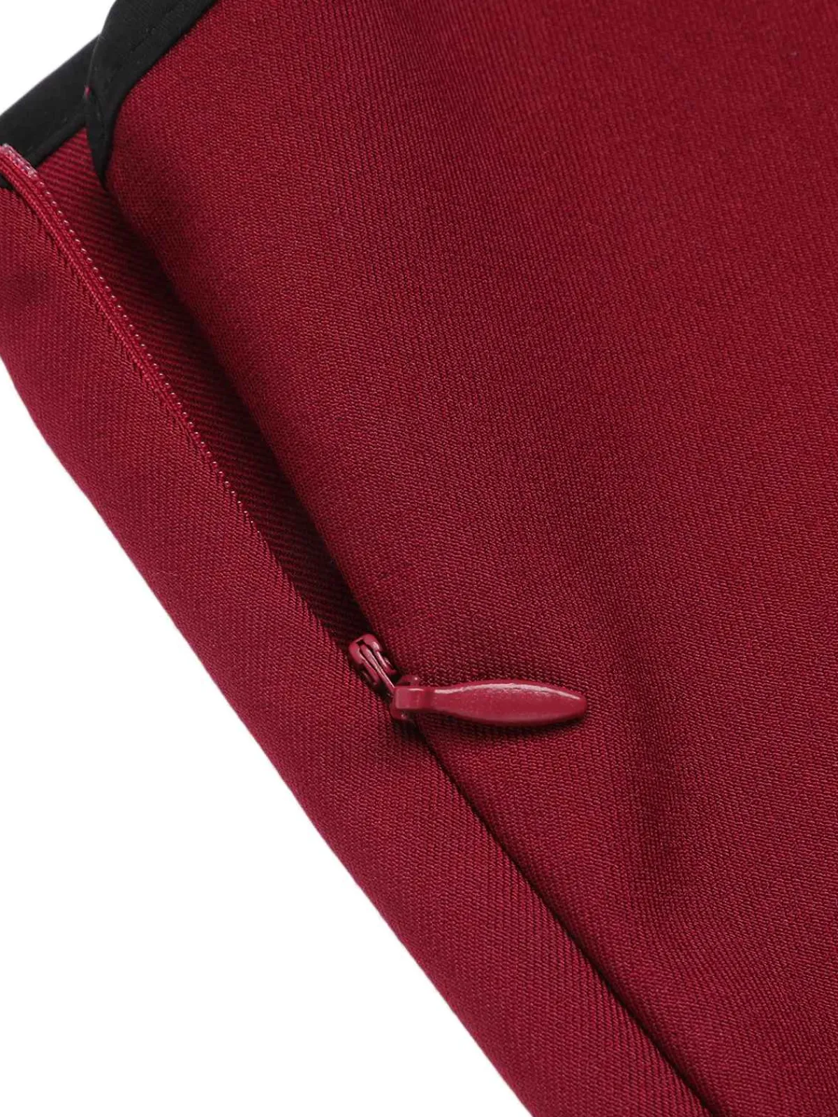 Fashion Retro Stage Red 1950s Elastic Waist Solid Shorts Wine Red