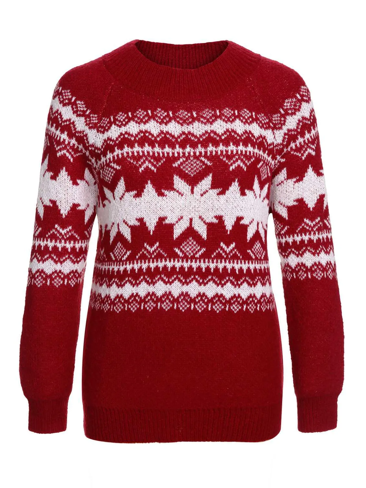 Clearance Retro Stage Red 1950s Fair Isle Christmas Sweater Wine Red