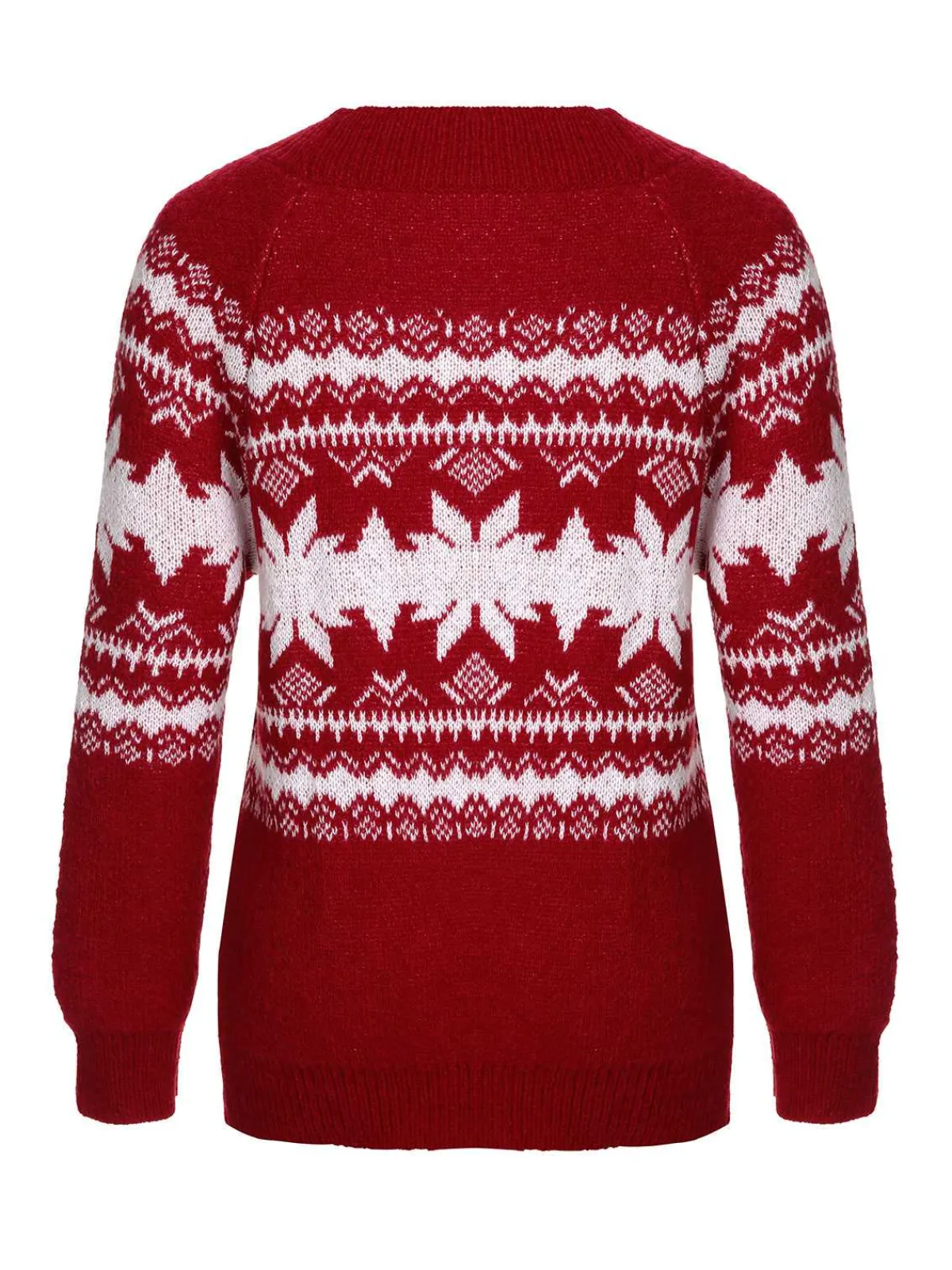 Clearance Retro Stage Red 1950s Fair Isle Christmas Sweater Wine Red