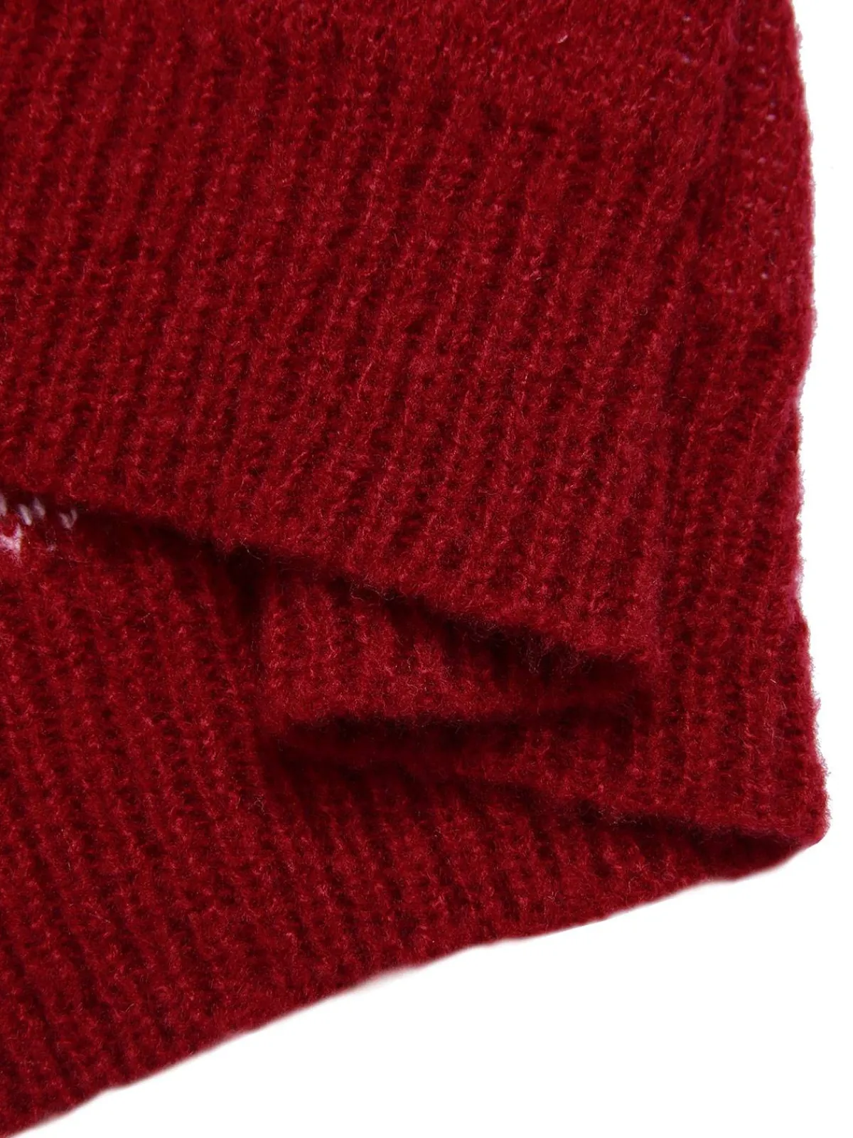 Clearance Retro Stage Red 1950s Fair Isle Christmas Sweater Wine Red