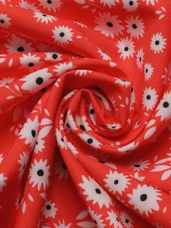 Fashion Retro Stage 1960s Floral Off-Shoulder Side Slit Dress Red