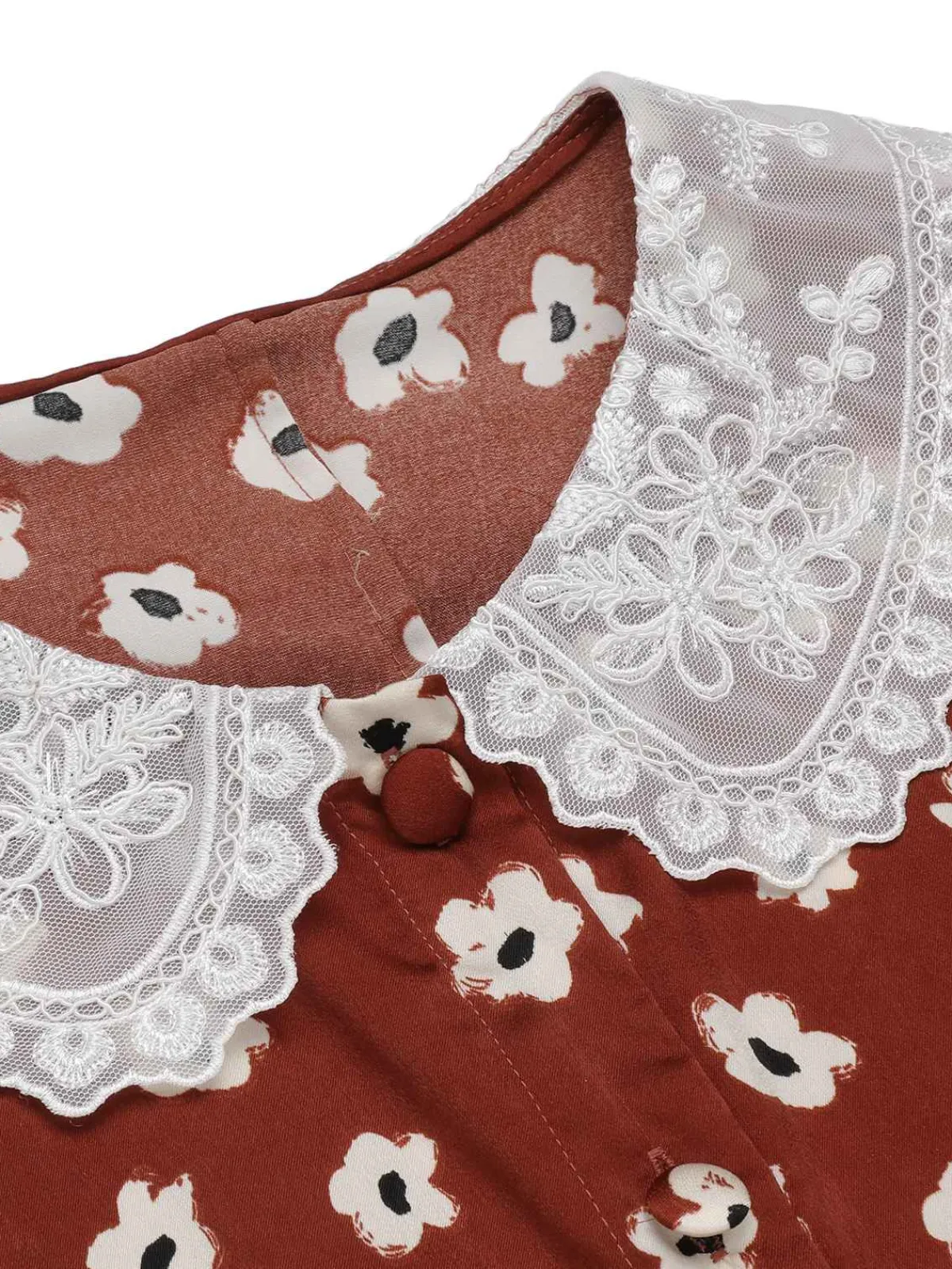 Discount Retro Stage 1960s Floral Puff Sleeve Fla Dress Red