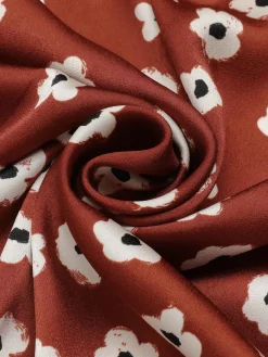 Discount Retro Stage 1960s Floral Puff Sleeve Fla Dress Red
