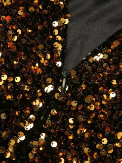 Clearance Retro Stage Red 1950s Gold Glitter Patchwork Dress
