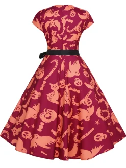 Outlet Retro Stage 1950s Halloween Ghost Dress With Ribbon Red