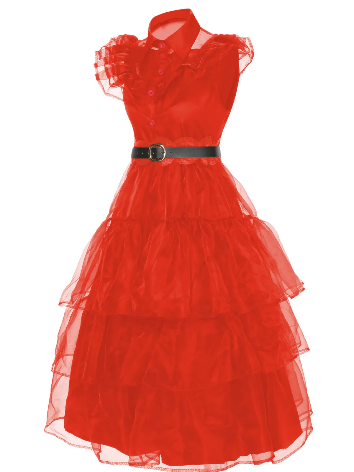 Best Retro Stage Red 1950s Halloween Lace Belt Dress