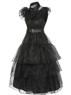 Best Retro Stage Red 1950s Halloween Lace Belt Dress