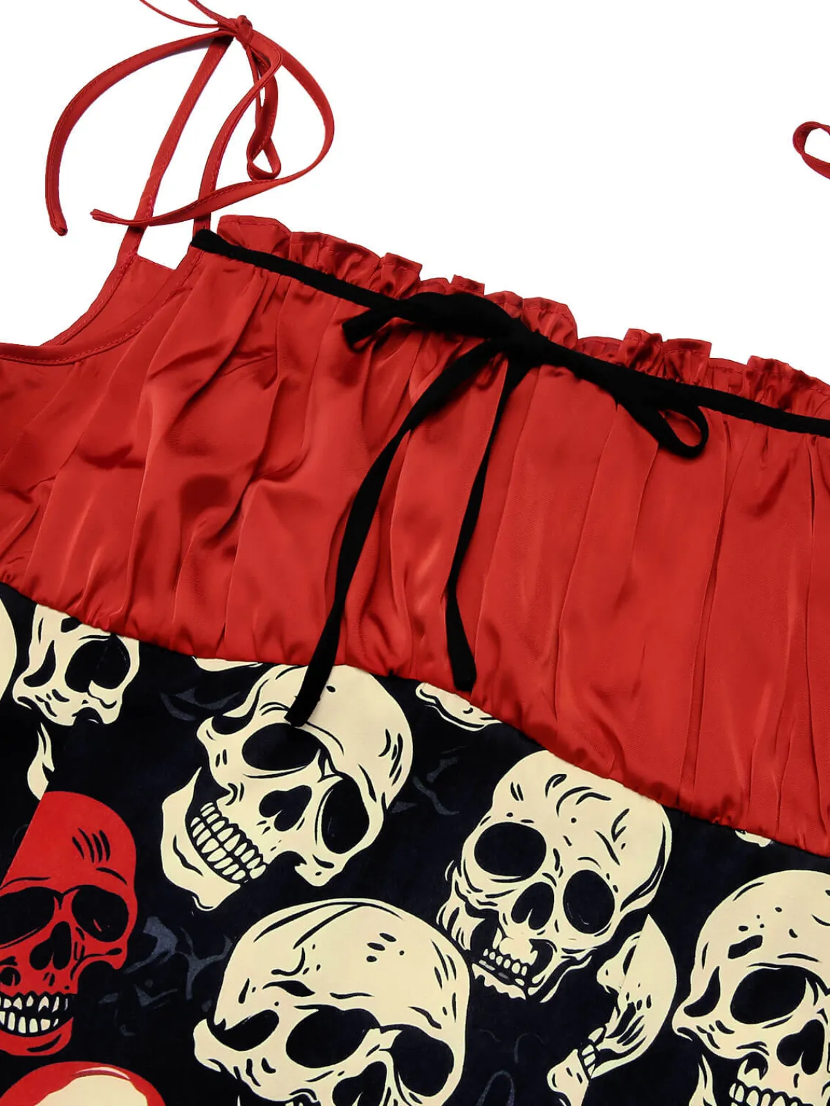 Sale Retro Stage 1960s Halloween Skull Strap Dress Red