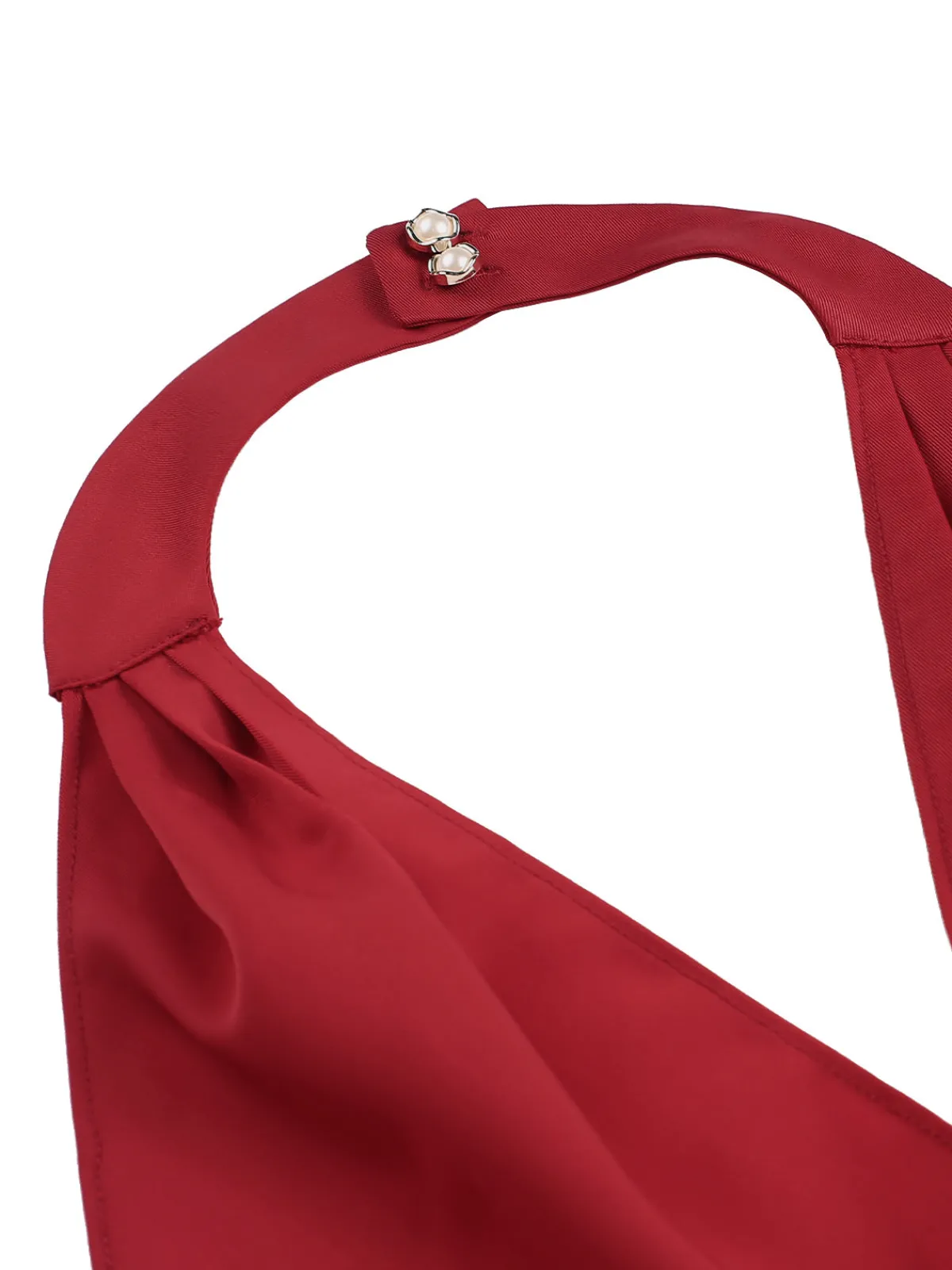 Sale Retro Stage 1950s Halter Roses Bow Dress Red