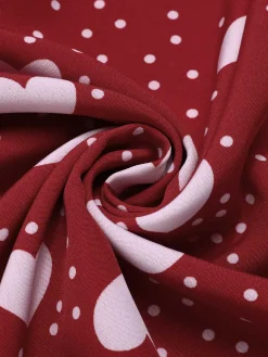Fashion Retro Stage 1950s Heart Dots Slit A-Line Skirt Red