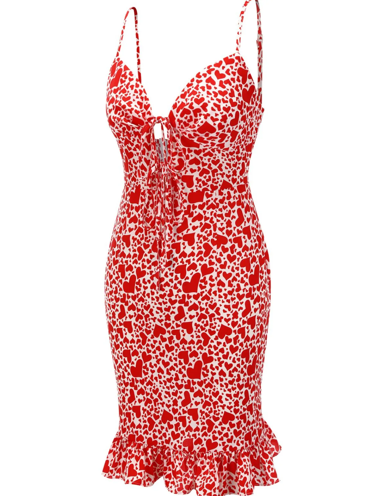 Outlet Retro Stage 1960s Heart Strap Fishtail Dress Red