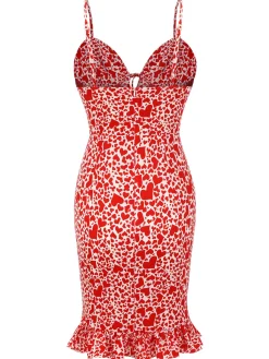 Outlet Retro Stage 1960s Heart Strap Fishtail Dress Red