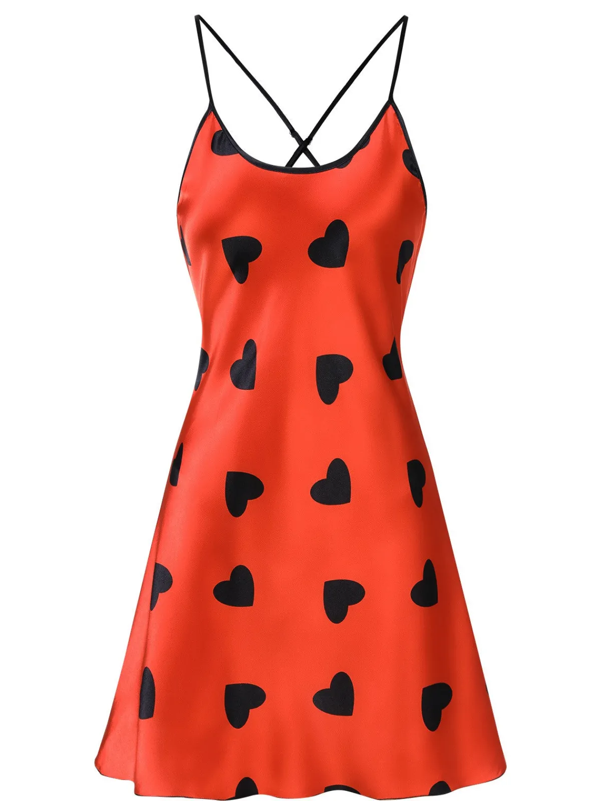Sale Retro Stage 1950s Heart Suspender Sleepwear Red