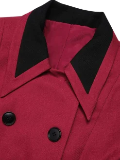 Hot Retro Stage 1950s Lapel Double Breasted Coat Red