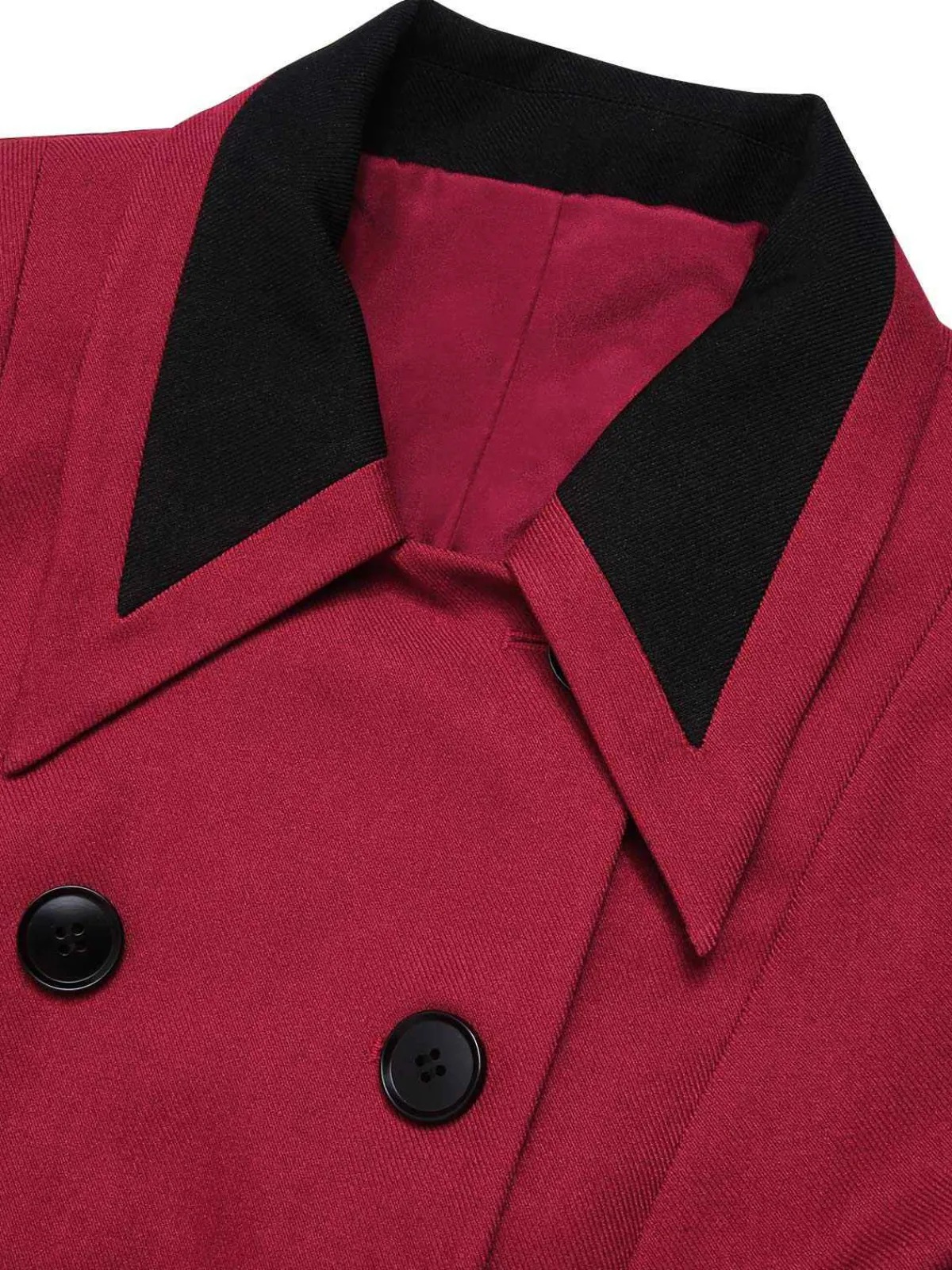 Hot Retro Stage 1950s Lapel Double Breasted Coat Red