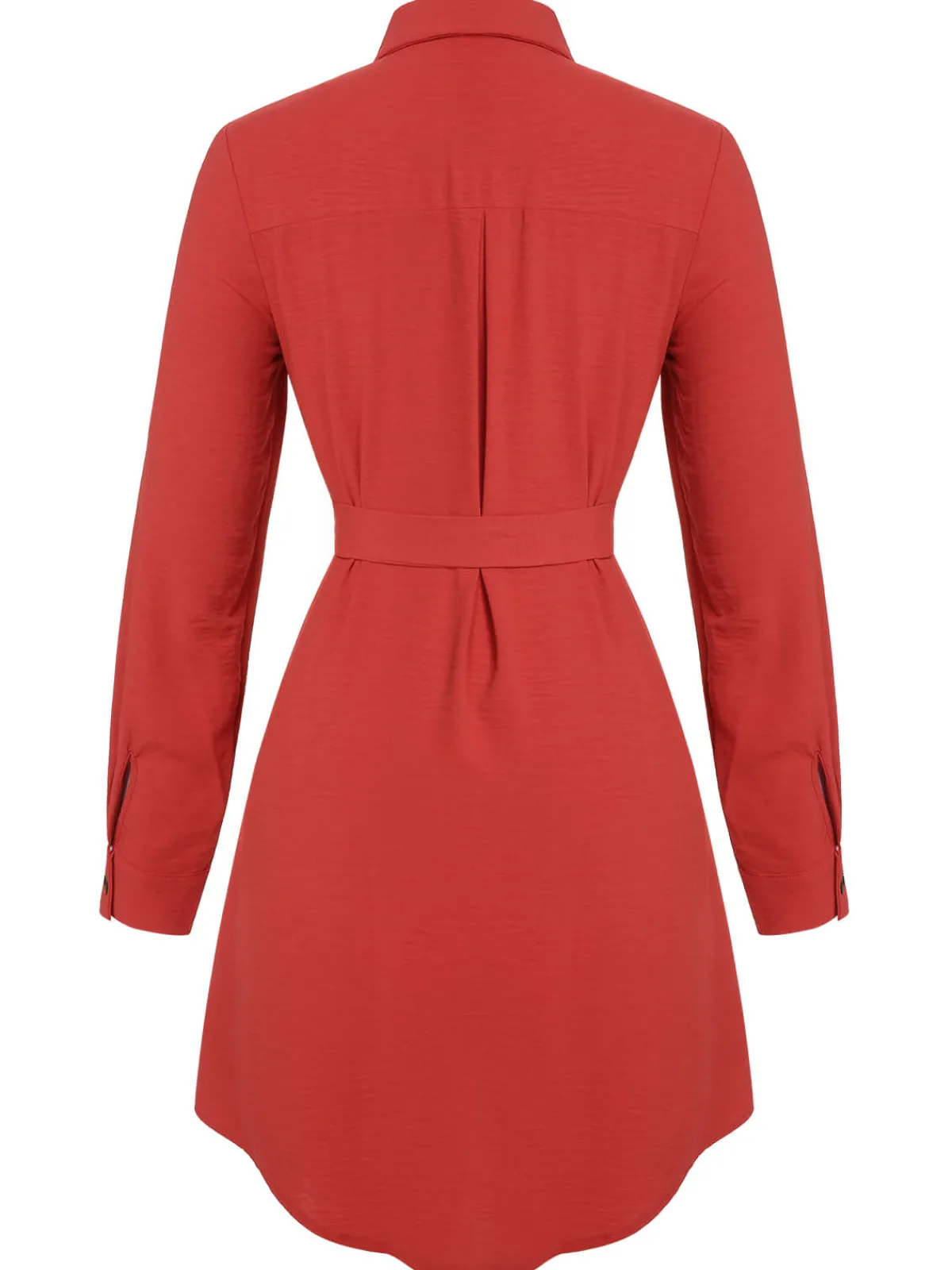 Discount Retro Stage 1970s Lapel Long Sleeve Shirt Dress Red